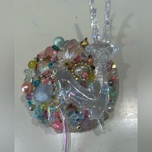 Designer Made Vintage 90s original Acrylic or Lucite Beaded Deer Brooch